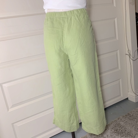 J Jill Light Green 100% linen Wide Crop Pants Side Pocket Size S petite - Picture 8 of 12